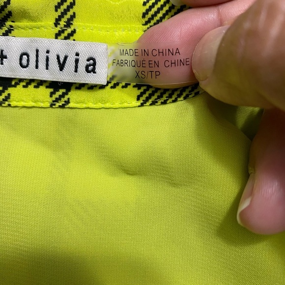 Alice + Olivia Plaid Button-Up Shirt in Yellow and Black size XS - Picture 5 of 9